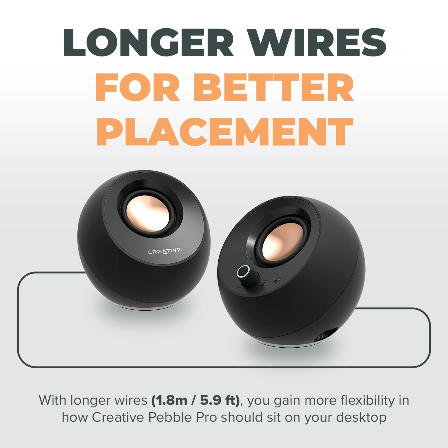 Creative Pebble Pro Minimalist 2.0 USB-C Computer Speakers with